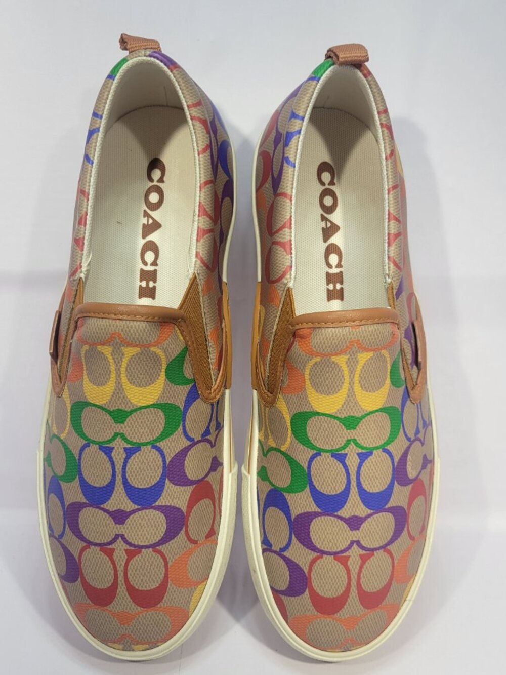 Coach Skate Pride Rainbow Signature Men's Size 11D Slip On Sneakers CA284 - Picture 8 of 11
